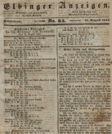 Elbinger Anzeigen, Nr. 64. Sonnabend, 13. August 1842