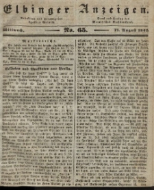 Elbinger Anzeigen, Nr. 65. Mittwoch, 17. August 1842