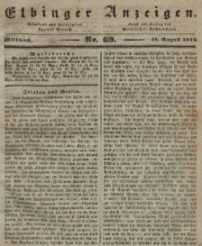 Elbinger Anzeigen, Nr. 69. Mittwoch, 31. August 1842