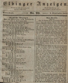 Elbinger Anzeigen, Nr. 70. Sonnabend, 3. September 1842