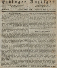 Elbinger Anzeigen, Nr. 71. Mittwoch, 7. September 1842