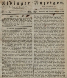 Elbinger Anzeigen, Nr. 77. Mittwoch, 28. September 1842