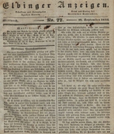 Elbinger Anzeigen, Nr. 77. Mittwoch, 28. September 1842