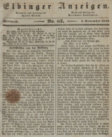 Elbinger Anzeigen, Nr. 87. Mittwoch, 2. November 1842