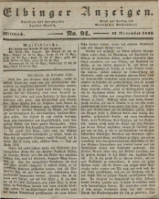Elbinger Anzeigen, Nr. 91. Mittwoch, 16. November 1842