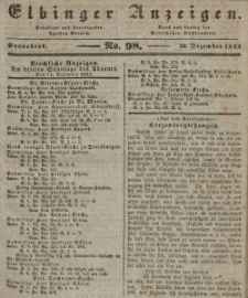 Elbinger Anzeigen, Nr. 98. Sonnabend, 10. Dezember 1842