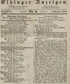 Elbinger Anzeigen, Nr. 2. Sonnabend, 6. Januar 1844
