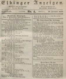 Elbinger Anzeigen, Nr. 4. Sonnabend, 13. Januar 1844