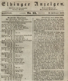 Elbinger Anzeigen, Nr. 12. Sonnabend, 10. Februar 1844