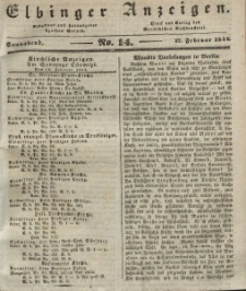 Elbinger Anzeigen, Nr. 14. Sonnabend, 17. Februar 1844