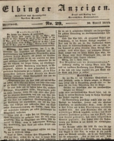 Elbinger Anzeigen, Nr. 29. Mittwoch, 10. April 1844
