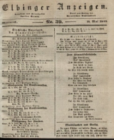 Elbinger Anzeigen, Nr. 39. Mittwoch, 15. Mai 1844
