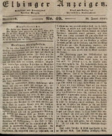 Elbinger Anzeigen, Nr. 49. Mittwoch, 19. Juni 1844