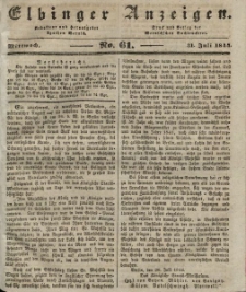 Elbinger Anzeigen, Nr. 61. Mittwoch, 31. Juli 1844