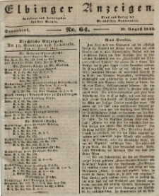 Elbinger Anzeigen, Nr. 64. Sonnabend, 10. August 1844