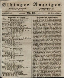 Elbinger Anzeigen, Nr. 66. Sonnabend, 17. August 1844