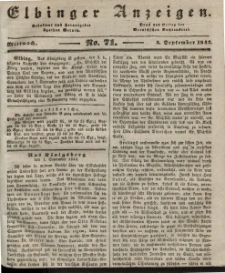 Elbinger Anzeigen, Nr. 71. Mittwoch, 4. September 1844
