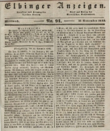 Elbinger Anzeigen, Nr. 91. Mittwoch, 13. November 1844