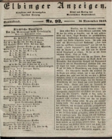 Elbinger Anzeigen, Nr. 92. Sonnabend, 16. November 1844