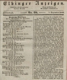 Elbinger Anzeigen, Nr. 98. Sonnabend, 7. Dezember 1844