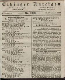 Elbinger Anzeigen, Nr. 100. Sonnabend, 14. Dezember 1844
