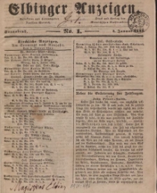 Elbinger Anzeigen, Nr. 1. Sonnabend, 4. Januar 1845