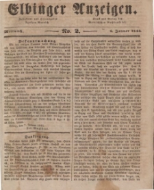 Elbinger Anzeigen, Nr. 2. Mittwoch, 8. Januar 1845