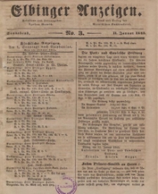 Elbinger Anzeigen, Nr. 3. Sonnabend, 11. Januar 1845