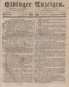 Elbinger Anzeigen, Nr. 12. Mittwoch, 12. Februar 1845
