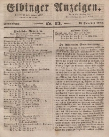 Elbinger Anzeigen, Nr. 13. Sonnabend, 15. Februar 1845
