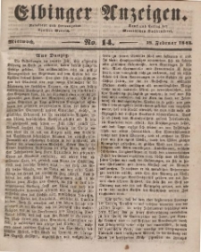 Elbinger Anzeigen, Nr. 14. Mittwoch, 19. Februar 1845