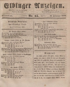 Elbinger Anzeigen, Nr. 15. Sonnabend, 22. Februar 1845