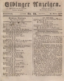 Elbinger Anzeigen, Nr. 21. Sonnabend, 15. März 1845