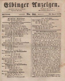 Elbinger Anzeigen, Nr. 34. Mittwoch, 30. April 1845