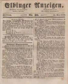 Elbinger Anzeigen, Nr. 38. Mittwoch, 14. Mai 1845