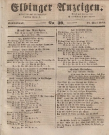 Elbinger Anzeigen, Nr. 39. Sonnabend, 17. Mai 1845