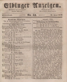 Elbinger Anzeigen, Nr. 51. Sonnabend, 28. Juni 1845