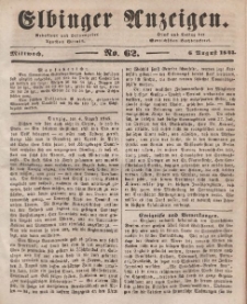 Elbinger Anzeigen, Nr. 62. Mittwoch, 6. August 1845