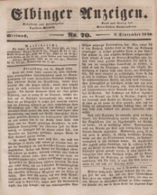 Elbinger Anzeigen, Nr. 70. Mittwoch, 3. September 1845
