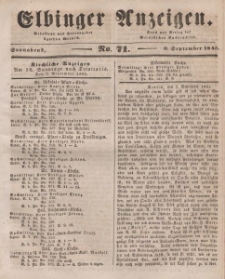 Elbinger Anzeigen, Nr. 71. Sonnabend, 6. September 1845
