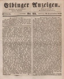 Elbinger Anzeigen, Nr. 72. Mittwoch, 10. September 1845