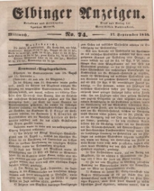 Elbinger Anzeigen, Nr. 74. Mittwoch, 17. September 1845