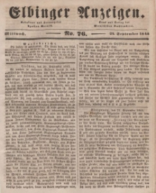 Elbinger Anzeigen, Nr. 76. Mittwoch, 24. September 1845