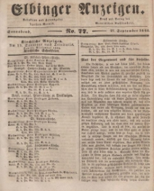 Elbinger Anzeigen, Nr. 77. Sonnabend, 27. September 1845