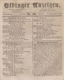 Elbinger Anzeigen, Nr. 87. Sonnabend, 1. November 1845