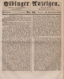 Elbinger Anzeigen, Nr. 92. Mittwoch, 19. November 1845