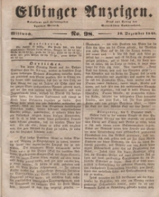 Elbinger Anzeigen, Nr. 98. Mittwoch, 10. Dezember 1845