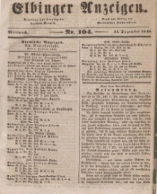 Elbinger Anzeigen, Nr. 104. Mittwoch, 31. Dezember 1845
