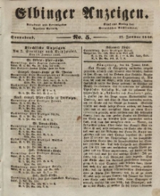 Elbinger Anzeigen, Nr. 5. Sonnabend, 17. Januar 1846