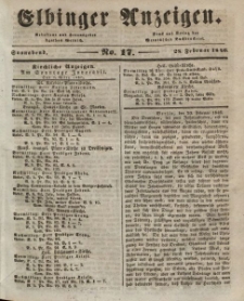 Elbinger Anzeigen, Nr. 17. Sonnabend, 28. Februar 1846